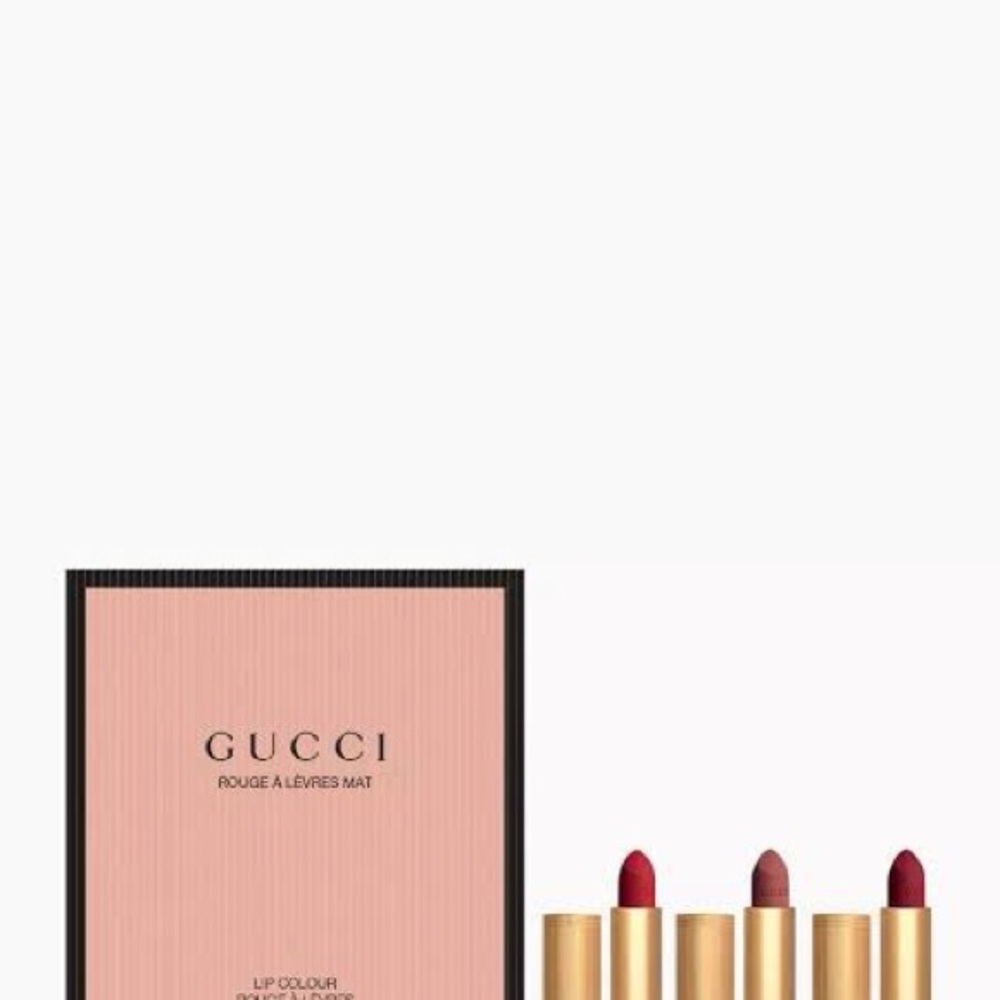 Gucci Matte Lipstick Set — Pink Box with Three Red & Berry Lipsticks